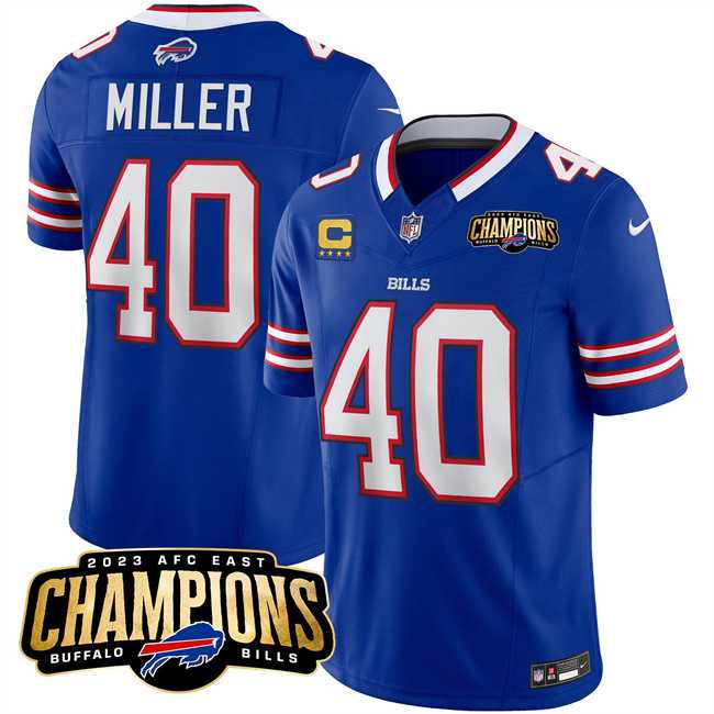 Men & Women & Youth Buffalo Bills #40 Von Miller Blue 2023 F.U.S.E. AFC East Champions With 4-star C Ptach Stitched Jersey,We sell and wholesale Men & Women & Youth Buffalo Bills #40 Von Miller Blue 2023 F.U.S.E. AFC East Champions With 4-star C Ptach Stitched Jersey on line form chian!